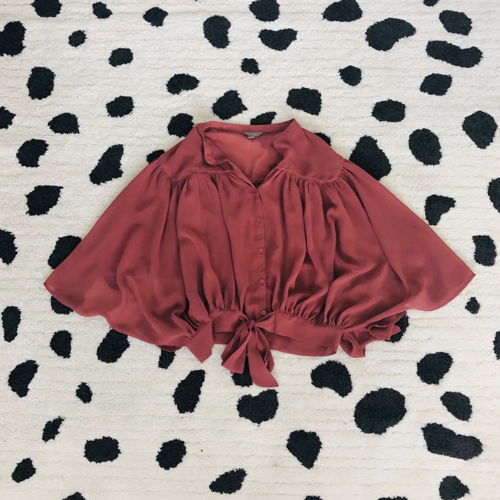 Rubbish Dusty Rose Pink Tie Waist Flowy Top S